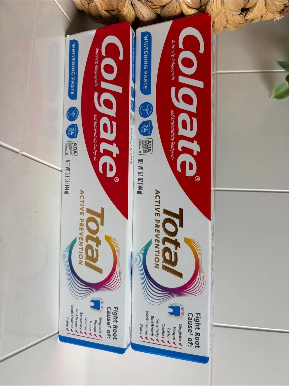 Colgate Total Active Prevention Toothpaste  Whitening Paste Set of 2!  5.1 Oz